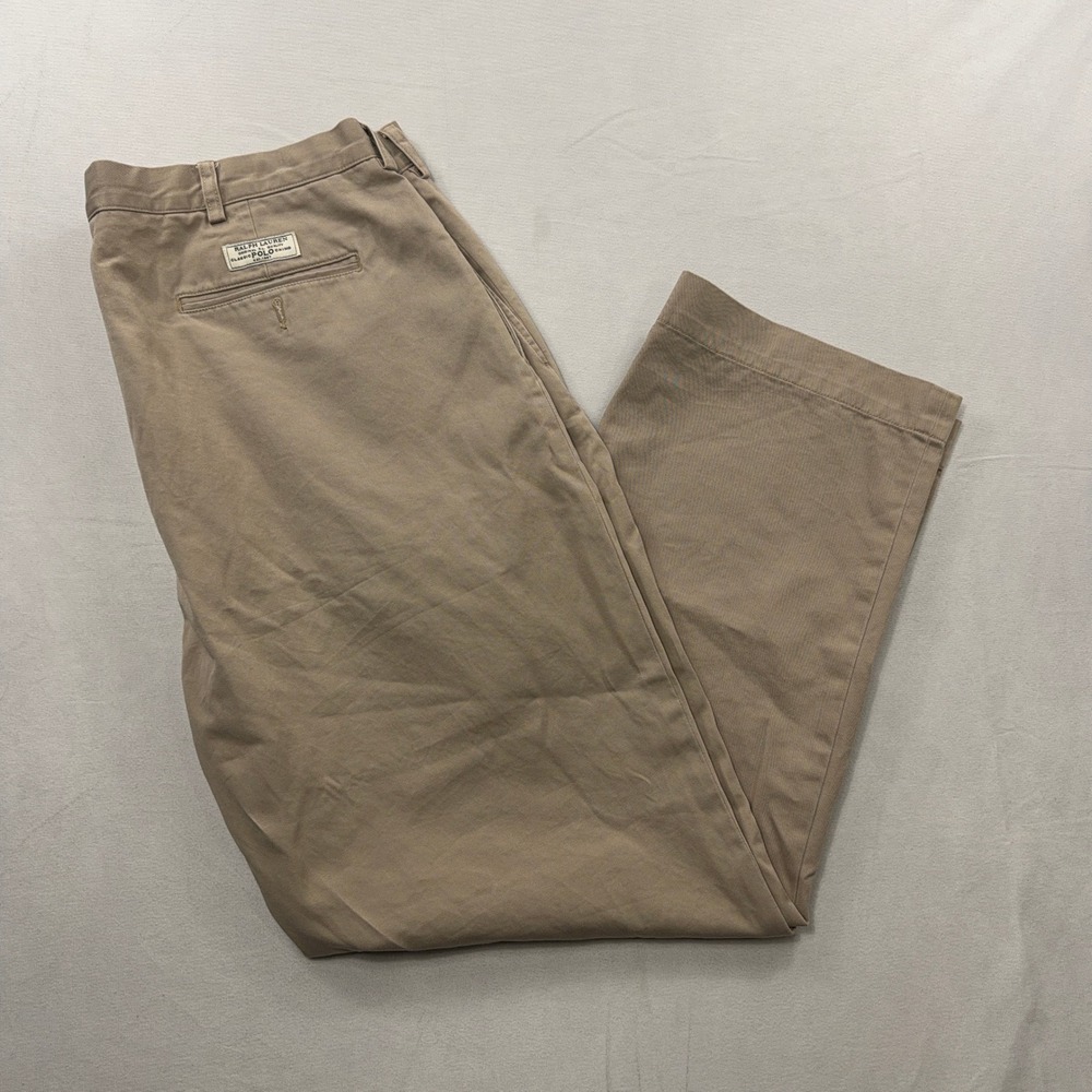 Polo Ralph Lauren Andrew Pant Double Pleated Chino Khaki Tan Mens 40x30